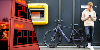 This visual highlights EZWLZ ebikes as a smart, cost-effective alternative to rising fuel prices for commuters in the Netherlands.